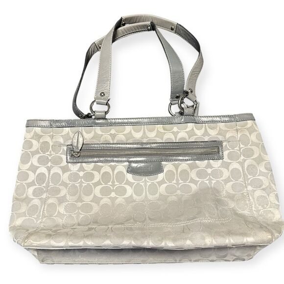 COACH Women’s Silver Monogram Penelope Shopper Tote - Picture 4 of 7